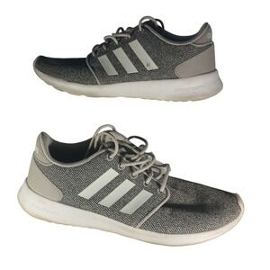 Adidas Cloudfoam Gray White Stripe Athletic Running Shoes Sneakers Size 7 Womens